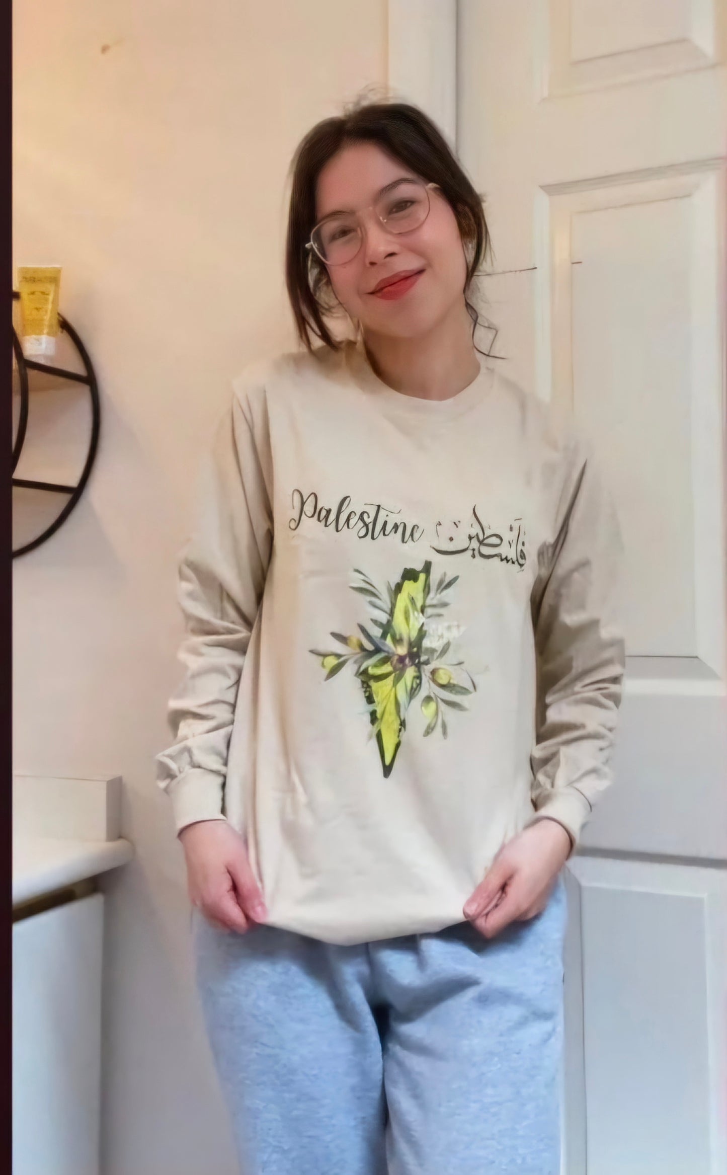 Palestine olive long sleeve shirt
