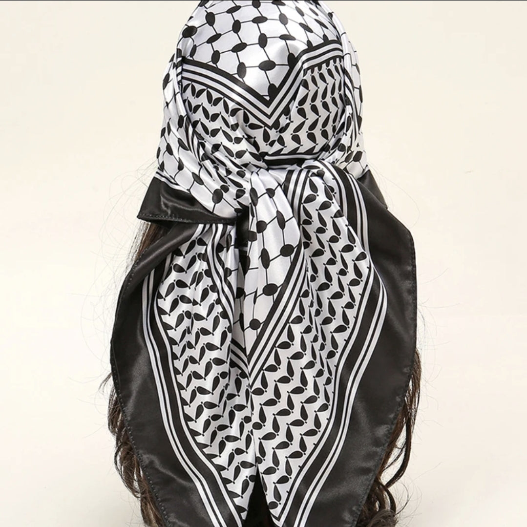 Satin silk kuffiya scarf