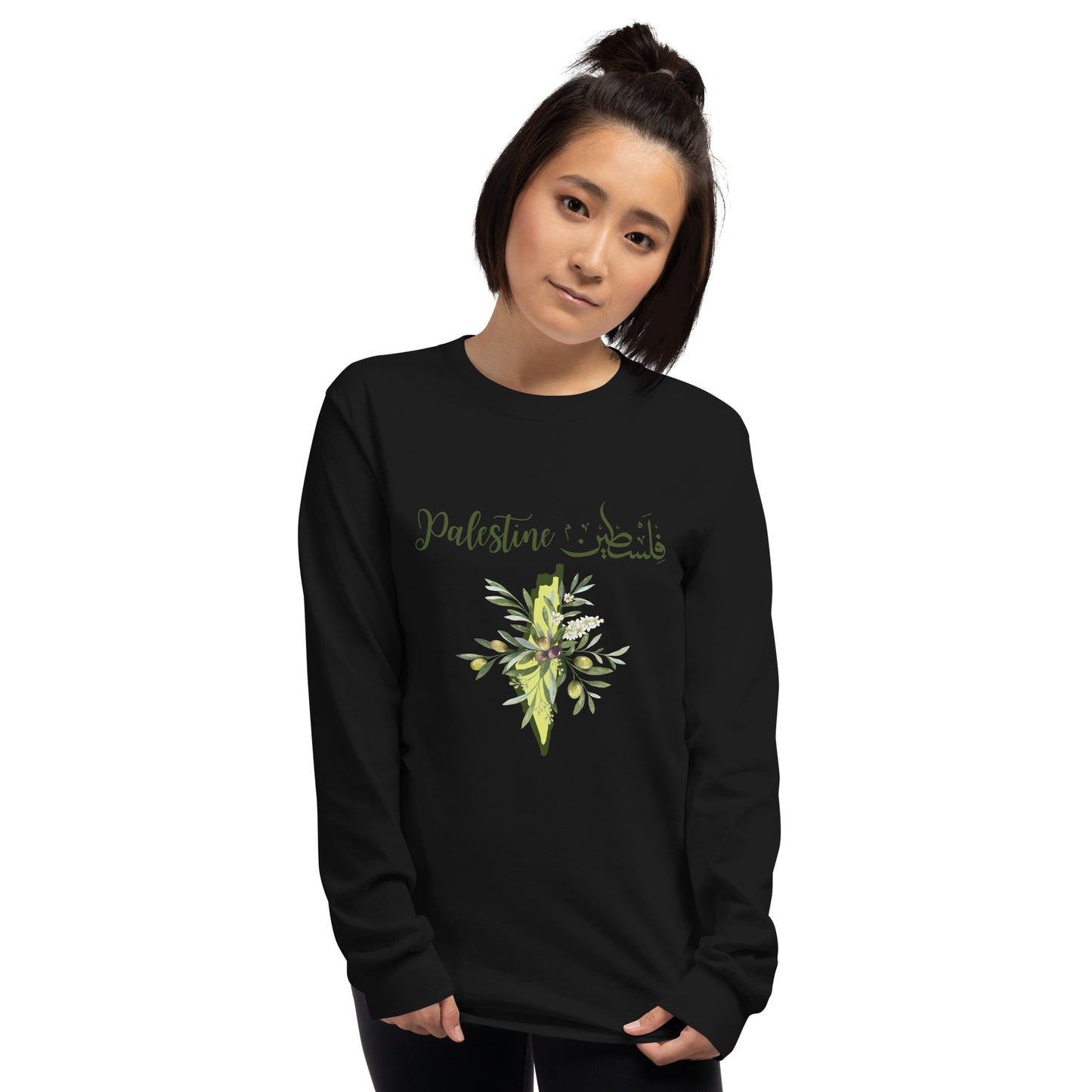 Palestine olive long sleeve shirt
