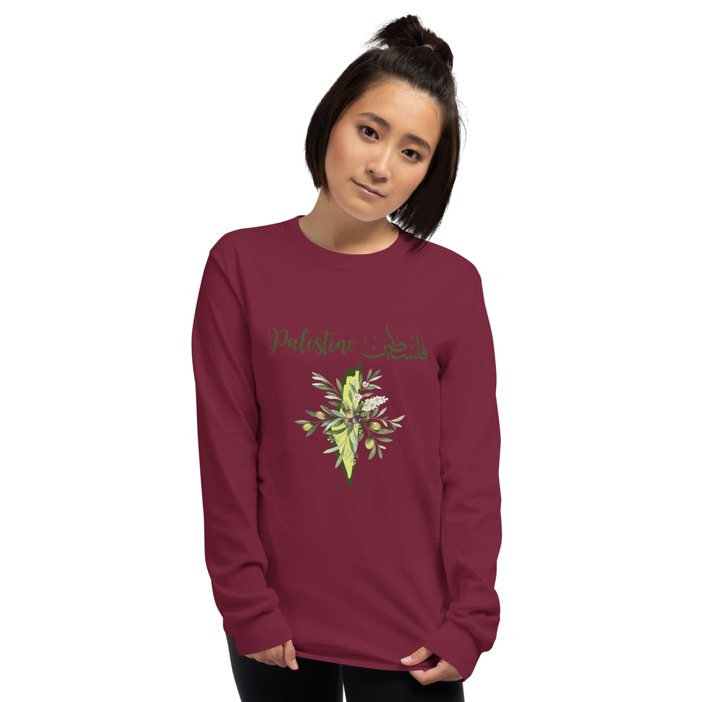 Palestine olive long sleeve shirt