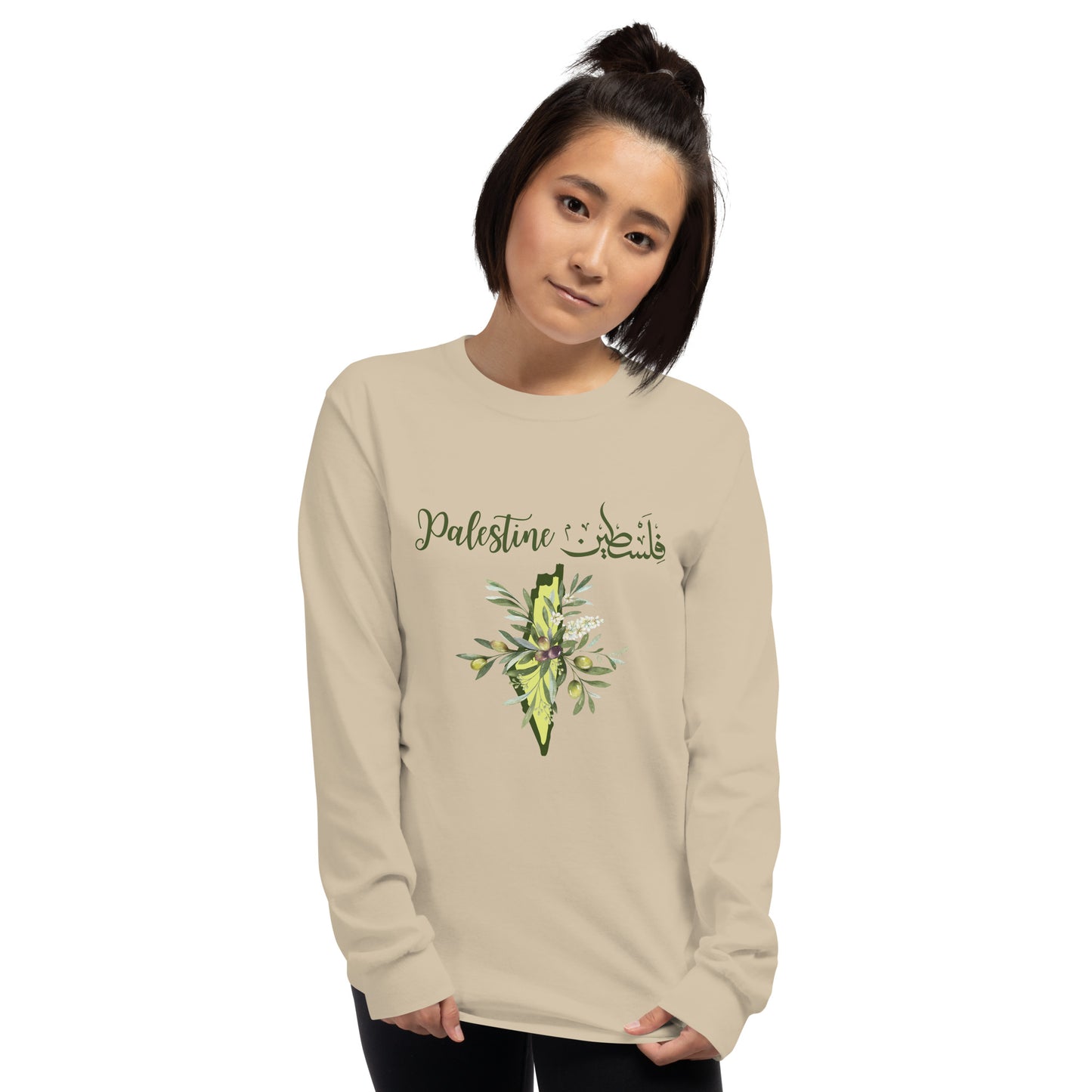 Palestine olive long sleeve shirt