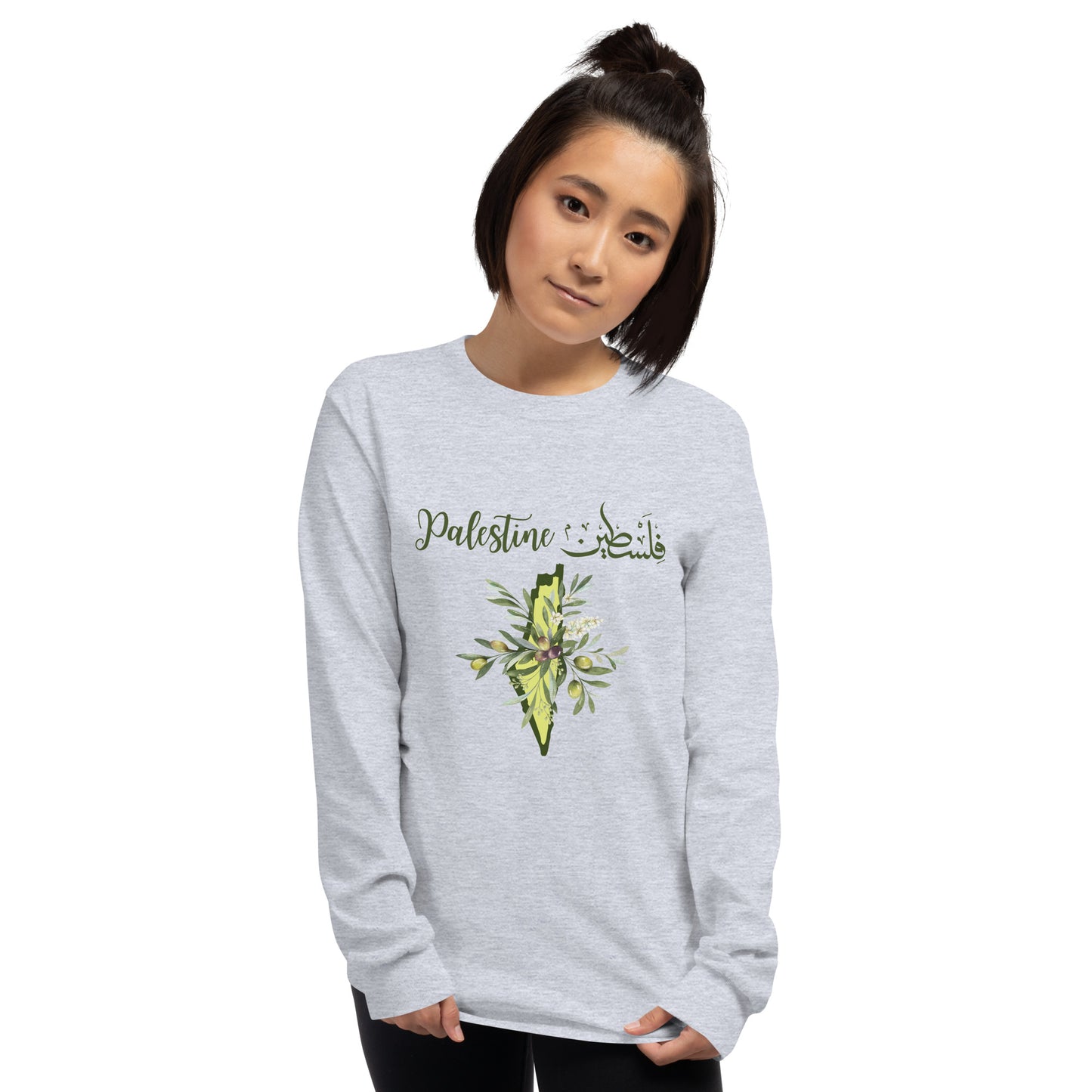 Palestine olive long sleeve shirt