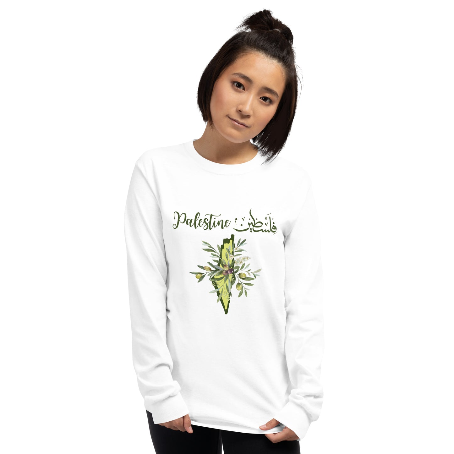 Palestine olive long sleeve shirt